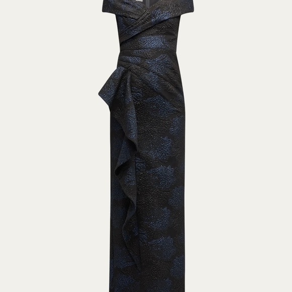 Rickie Freeman for Teri Jon Off-Shoulder Jacquard Column Gown size 14 - Picture 5 of 8